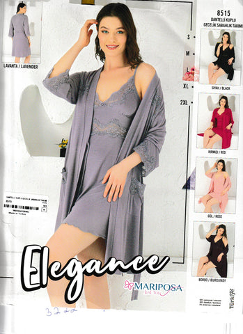 Robe with long sleeve cotton lace shirt 8515