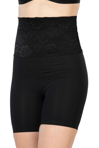 Black Emay 2091 High Waist Boxer Corset With Lace Front Product Code: MI2091
