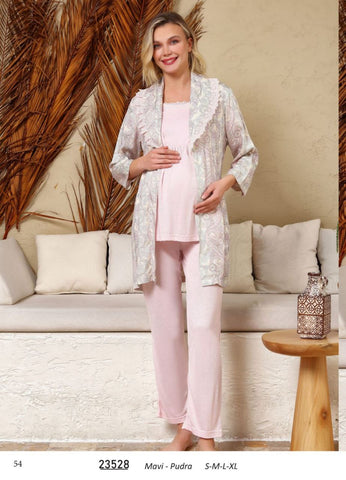 Half-sleeved pajama, with long-sleeved cotton robe 23528