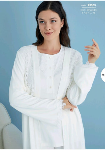 Women's cotton pajamas and robe with a soft texture 23553