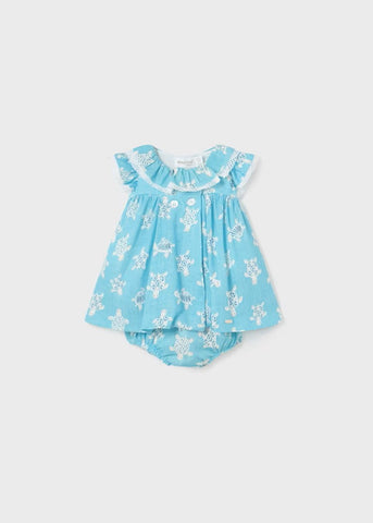 Newborn linen printed diaper cover dress Ref.  24-01830-065