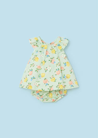 Newborn satin printed diaper cover dress Ref.  24-01834-072