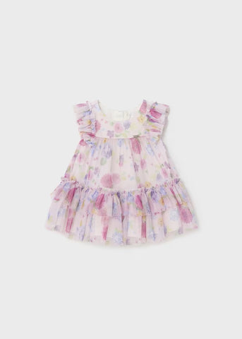 Newborn tulle printed dress Ref.  24-01818-006