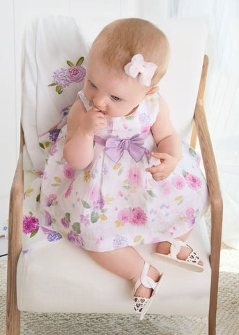 Newborn European linen flower dress Ref.  24-01819-046