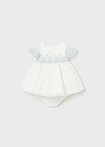 Embroidered tulle dress with newborn diaper cover Ref.  24-01826-055