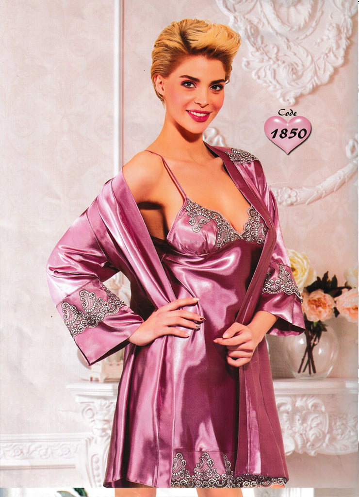 Jasmin Satin Shirt Robe Set 1850