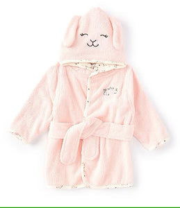 Baby Girls Newborn-9 Months Long Sleeve Bunny Face Hooded Robe 49750