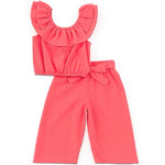 Little Girls 4-16 Sleeveless Peasant Top & Wide Leg Cropped Pant Set 12447