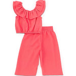 Little Girls 4-16 Sleeveless Peasant Top & Wide Leg Cropped Pant Set 12447