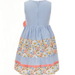 Little Girls 2T-16 Sleeveless Mixed-Media Striped/Floral Fit-And-Flare Dress 13393