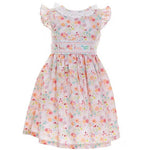 Flutter-Sleeve Bunny-Printed Poplin Fit-And-Flare Dress 12048
