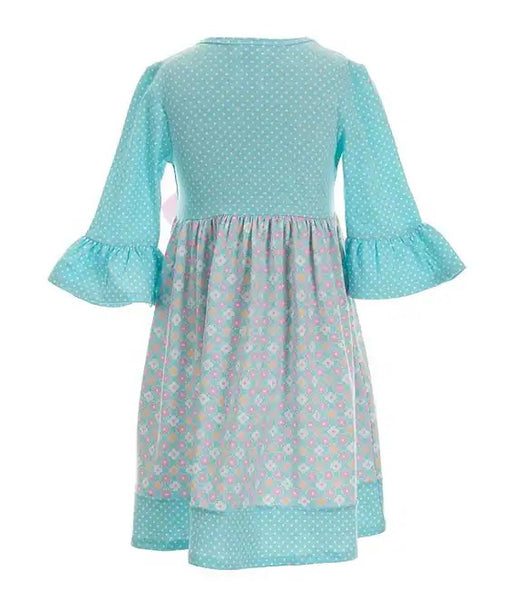 Little Girls NB/24M 3/4 Sleeve Pull Through Ribbon Bodice Bunny Dress R5-12149