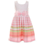Short Sleeve Solid Cardigan & Multi Stripe Dress R4-12268