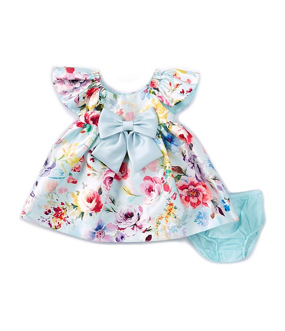 Baby Girls Newborn-24 Months Family Matching Flutter-Sleeve Floral-Printed Mikado Fit-And-Flare Dress 12537