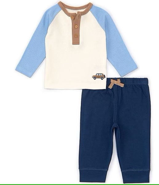 Baby Boys 3-12 Months Raglan Sleeve Color Block Tee & Solid Jogger Pants Set