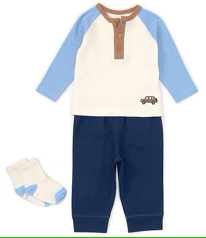 Baby Boys 3-12 Months Raglan Sleeve Color Block Tee & Solid Jogger Pants Set