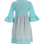 Little Girls 2T-6X 3/4 Sleeve Pull Through Ribbon Bodice Bunny Dress 12149