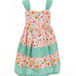 Little Girls 2T-6X Sleeveless Mixed-Media Floral/Check-Printed Fit-And-Flare Dress 13423