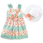 Little Girls 2T-6X Sleeveless Mixed-Media Floral/Check-Printed Fit-And-Flare Dress 13423