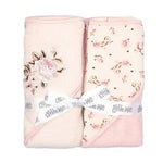 Baby Girls Floral Embroidered Motif/Vintage Rose Printed Hooded Towel 2-Pack 49751