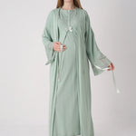Maternity Nightgown Set - Maternity and Postpartum Nightgown and Robe Set of 2 with Guipure Lace Detail on Sleeves - 2331