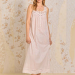 Apricot Floral "Eileen" Cotton Woven Nightgown E00028-163