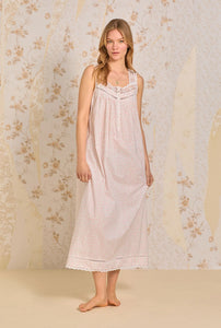 Apricot Floral "Eileen" Cotton Woven Nightgown E00028-163