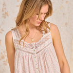 Apricot Floral "Eileen" Cotton Woven Nightgown E00028-163