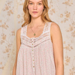Apricot Floral "Eileen" Cotton Woven Nightgown E00028-163