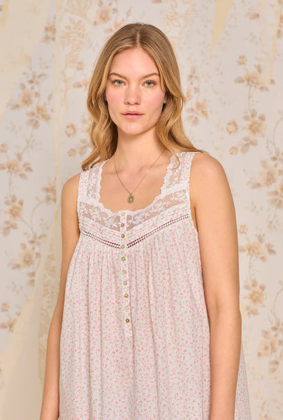 Apricot Floral "Eileen" Cotton Woven Nightgown E00028-163