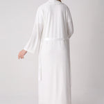 Patterned Textured Maternity Nightgown and Robe with Lace Details, 2-Piece Set - 2334