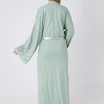 Maternity Nightgown and Robe Set – Postpartum Set, Cotton with Wide Lace Sleeves - 2325