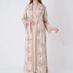 Maternity Nightgown and Robe Set – Postpartum Set, Striped Robe and Cotton Nightgown 26-2322