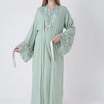 Maternity Nightgown and Robe Set – Postpartum Set, Cotton with Wide Lace Sleeves - 2325