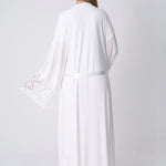 Maternity Nightgown and Robe Set – Postpartum Set, Cotton with Wide Lace Sleeves - 2325