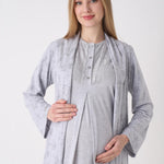 Lace Melange Textured Maternity and Postpartum Nightgown and Robe Set of 26 - 2328