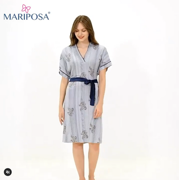 Half sleeve stretch cotton robe 10090