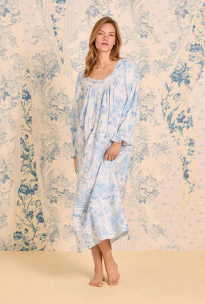 Chateau Bloom Long Sleeve Cotton Flannel Ballet Nightgown00098