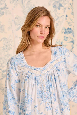 Chateau Bloom Long Sleeve Cotton Flannel Ballet Nightgown00098