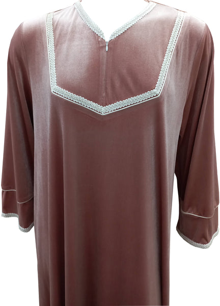 Women's long-sleeved velvet dress with a long zipper 22116 MISTY