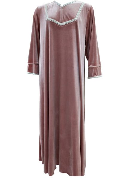 Women's long-sleeved velvet dress with a long zipper 22116 MISTY