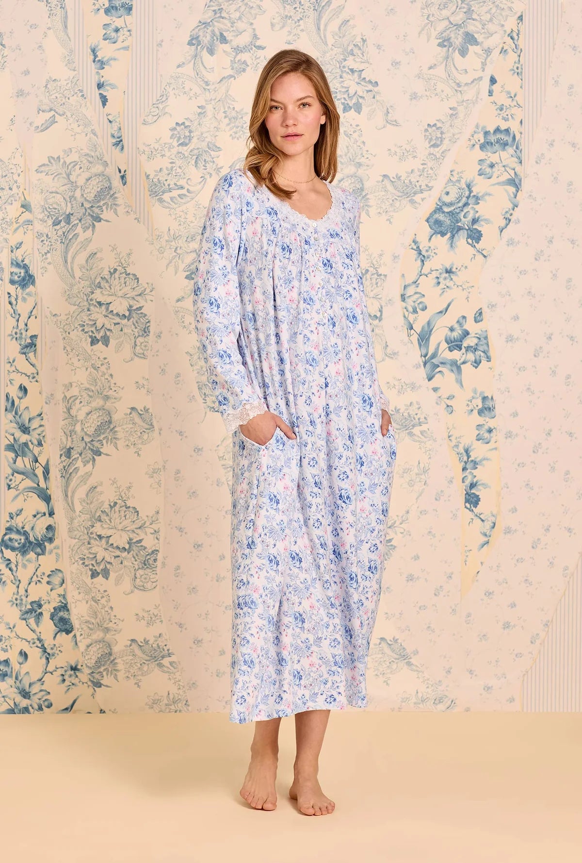 Floral Whisper Dream Sweater Knit Long Sleeve Ballet Nightgown5026623