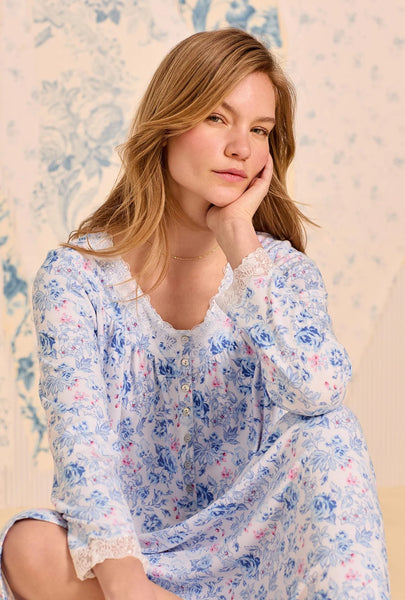 Floral Whisper Dream Sweater Knit Long Sleeve Ballet Nightgown5026623