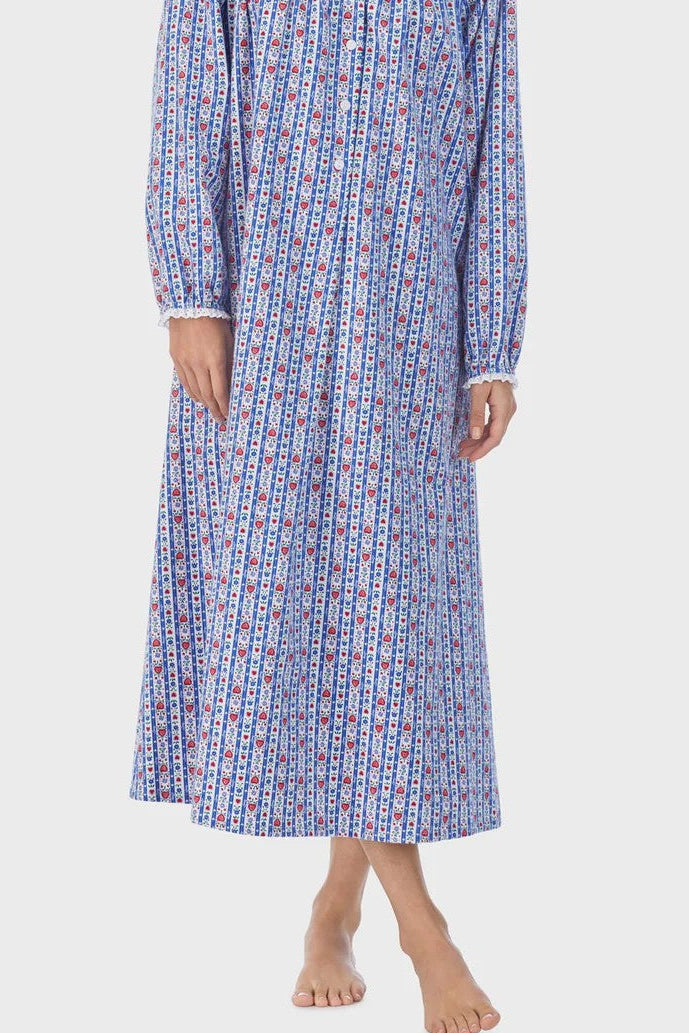 قميص نوم NWT Lanz of Salzburg Tyrolean COTTON FLANNEL بالقلوب/الزهور 5616839-464