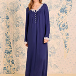 Classic Navy Dream Sweater Knit Long Sleeve Ballet Nightgown5026623