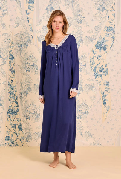Classic Navy Dream Sweater Knit Long Sleeve Ballet Nightgown5026623