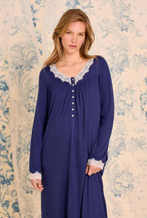 Classic Navy Dream Sweater Knit Long Sleeve Ballet Nightgown5026623