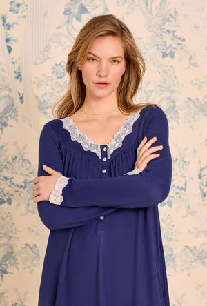 Classic Navy Dream Sweater Knit Long Sleeve Ballet Nightgown5026623