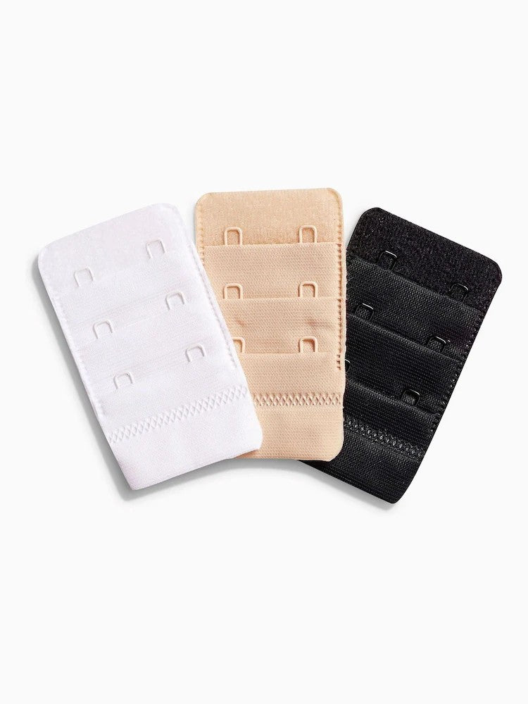 Black/White/Nude Bra Extenders Three Pack E001