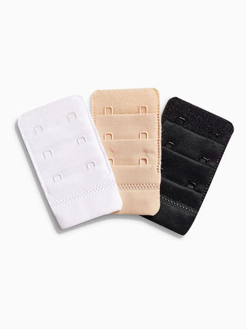 Black/White/Nude Bra Extenders Three Pack E001